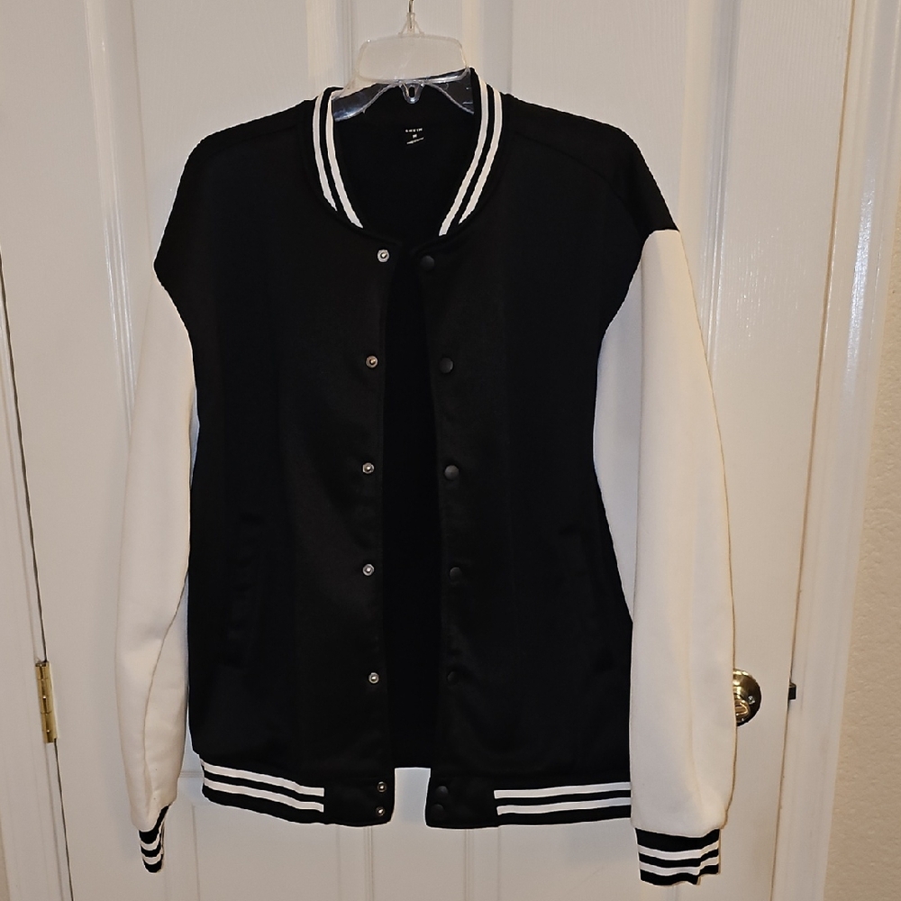 SHEIN Black and White Varsity Jacket